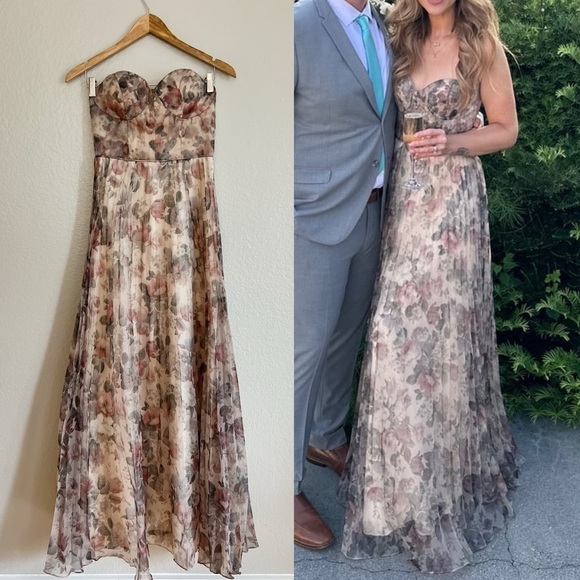 Most Beautiful Day Ivory Multi Floral Print Organza Maxi Dress